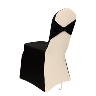 Чехол на стул: серо-чёрный - спинка, белый - бант.