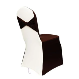 Чехол на стул (шоколад / молочный) (Noname). Чехол на стул: шоколад - спинка, белый - бант.