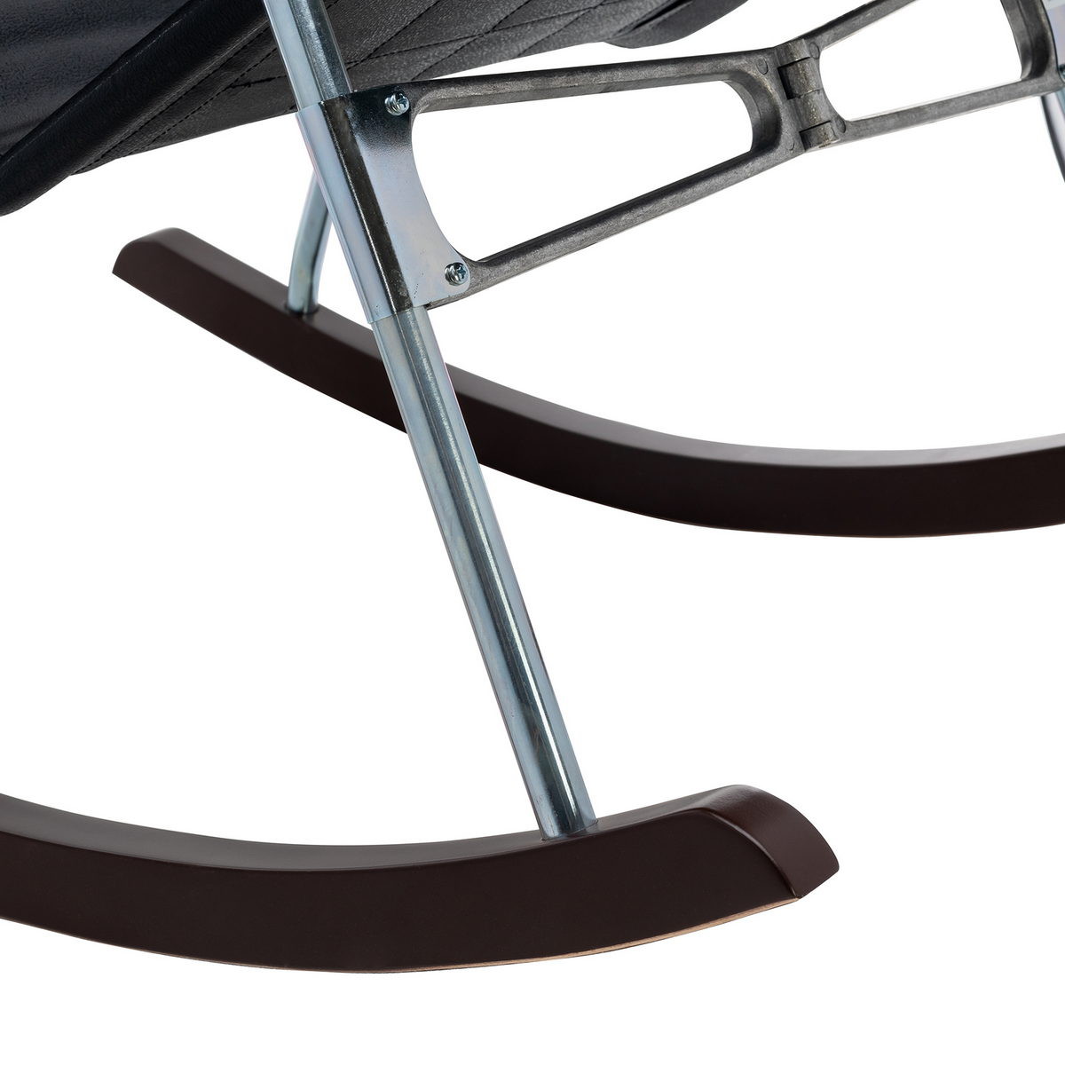 Кресло-качалка складная Белтех (Импэкс). Цвет каркаса: Металл; Цвет обивки: Черный; Цвет ножек: Темно-коричневый