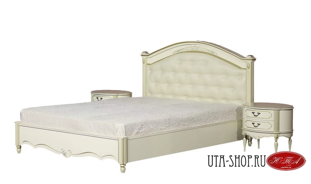Кровать Палермо 59-01 (высокая спинка) (Юта мебель). На фото: тон №23-5 (Шампань)
